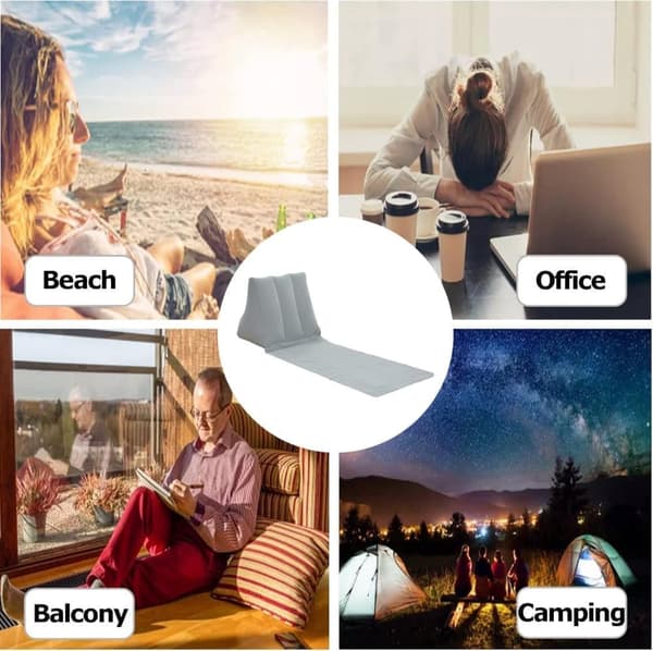 OBOSOE bærbar strandstol, foldbar udendørs oppustelig strandmåtte, vandtæt flokket ryglænspude til camping lawn beach