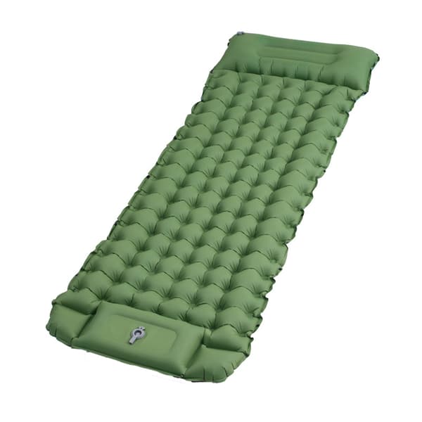Lollanda Selvoppustelig madras, 10cm, vandtæt, let, rivefast, holdbar, med fodpumpe, til camping, sandstrand og vandreture