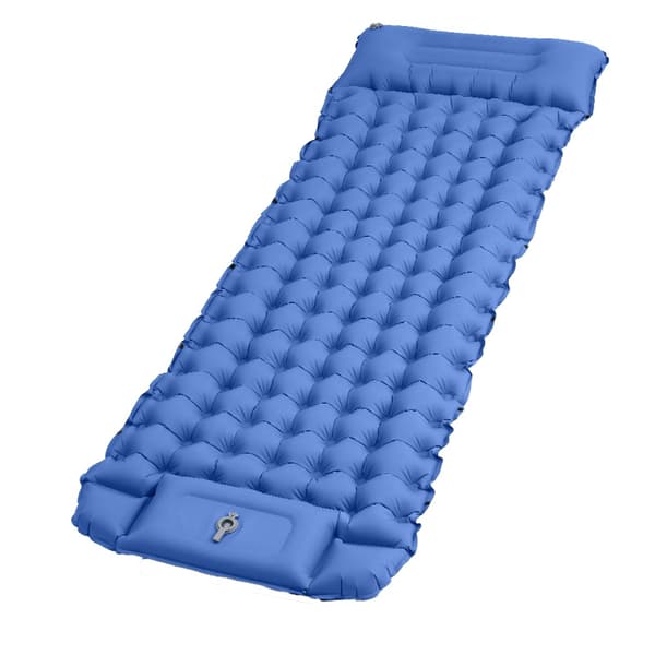 Lollanda Selvoppustelig madras, 10cm, vandtæt, let, rivefast, holdbar, med fodpumpe, til camping, sandstrand og vandreture