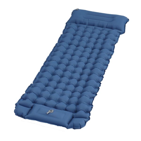 Lollanda Selvoppustelig madras, 10cm, vandtæt, let, rivefast, holdbar, med fodpumpe, til camping, sandstrand og vandreture