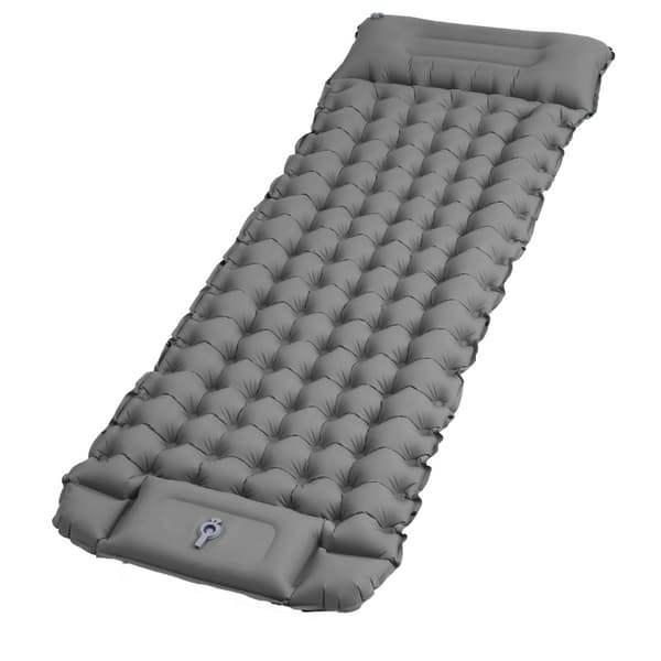 Lollanda Selvoppustelig madras, 10cm, vandtæt, let, rivefast, holdbar, med fodpumpe, til camping, sandstrand og vandreture