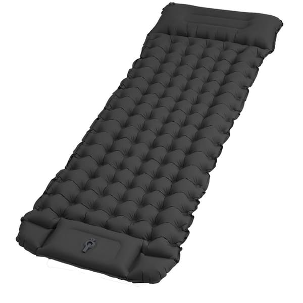 Lollanda Selvoppustelig madras, 10cm, vandtæt, let, rivefast, holdbar, med fodpumpe, til camping, sandstrand og vandreture