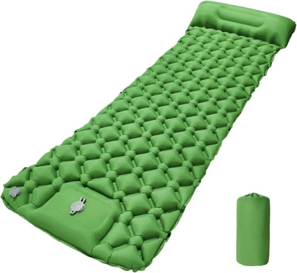 Lollanda Selvoppustelig madras, 5cm, vandafvisende, ultralet, komfortabel, med fodpumpe, foldbar, til camping og rejser