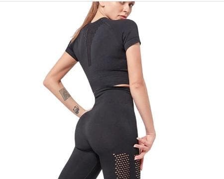 Svart crop topp seamless  med luftig rygg