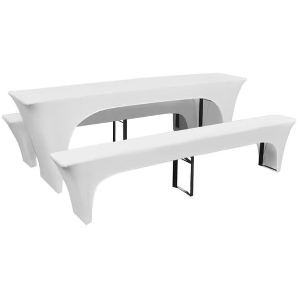 vidaXL 3 betræk til ølbord og bænke 220x70x80 cm stræk hvid