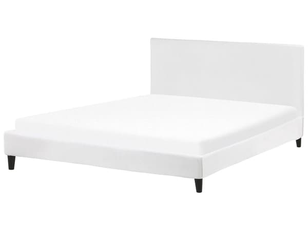 Sängynrungon päällinen valkoinen 180 x 200 cm sametti konepestävä tarranauhat moderni