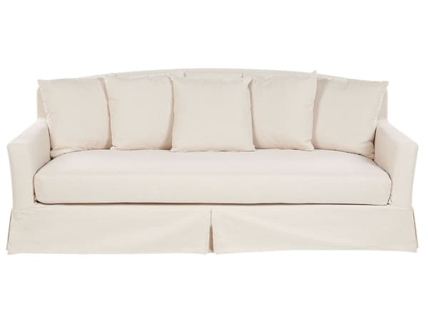 Sohvanpäällinen beige kangas kolmen hengen sohvalle konepestävä vetoketjulla moderni tyyli