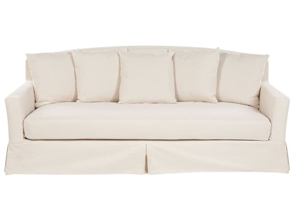 Sohvanpäällinen beige kangas kolmen hengen sohvalle konepestävä vetoketjulla moderni tyyli
