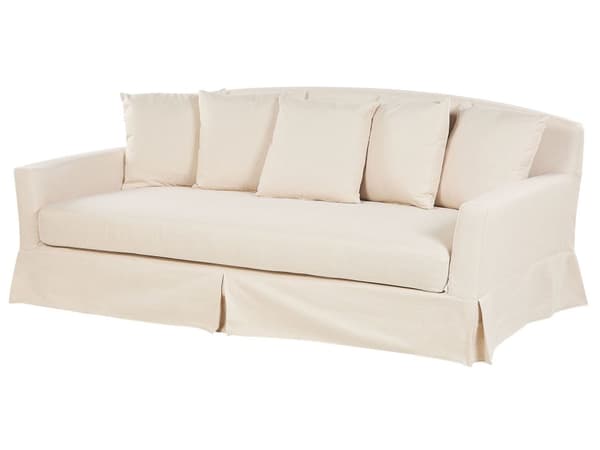 Sohvanpäällinen beige kangas kolmen hengen sohvalle konepestävä vetoketjulla moderni tyyli
