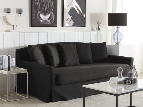 Sohvanpäällinen musta kangas kolmen hengen sohvalle konepestävä vetoketjulla moderni tyyli