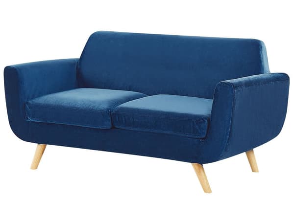 2-istuttava sohvan päällinen sininen sametti verhoilu irrotettava vetoketju retro-tyyli