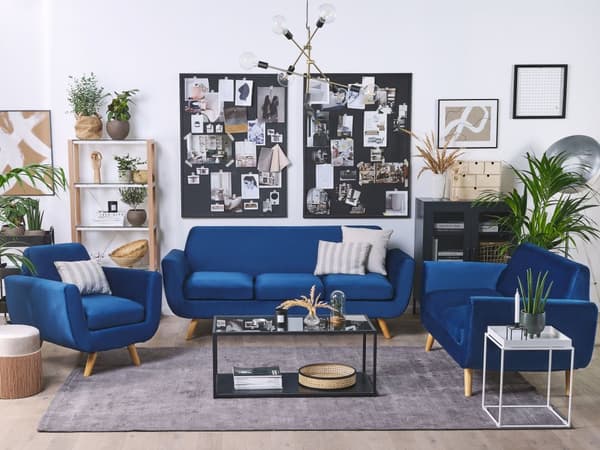 Nojatuolin päällinen sininen sametti verhoilu irrotettava vetoketju retro-tyyli