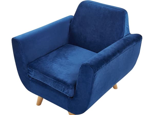 Nojatuolin päällinen sininen sametti verhoilu irrotettava vetoketju retro-tyyli