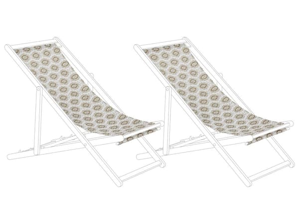 Vaihtokangas aurinkotuoliin beige boho-kuvio 2 kpl polyesterikangas UV-suojattu