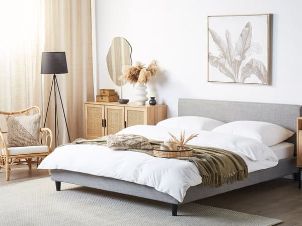 Sengerammetrekk Lys Grå Stoff til seng 180 x 200 cm Avtagbart Vaskbart
