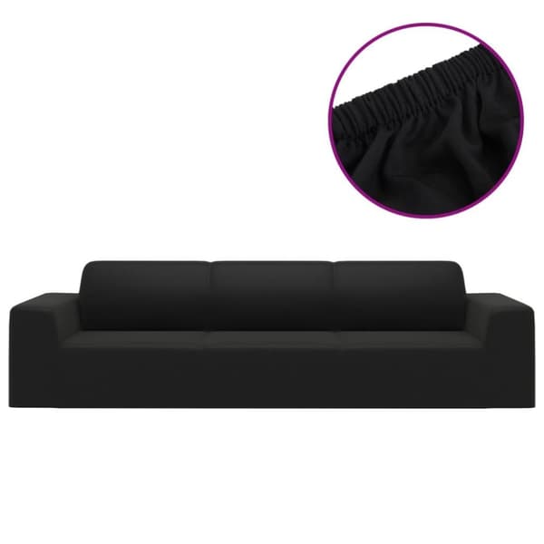 vidaXL elastisk 4-personers sofabetræk polyesterjersey sort