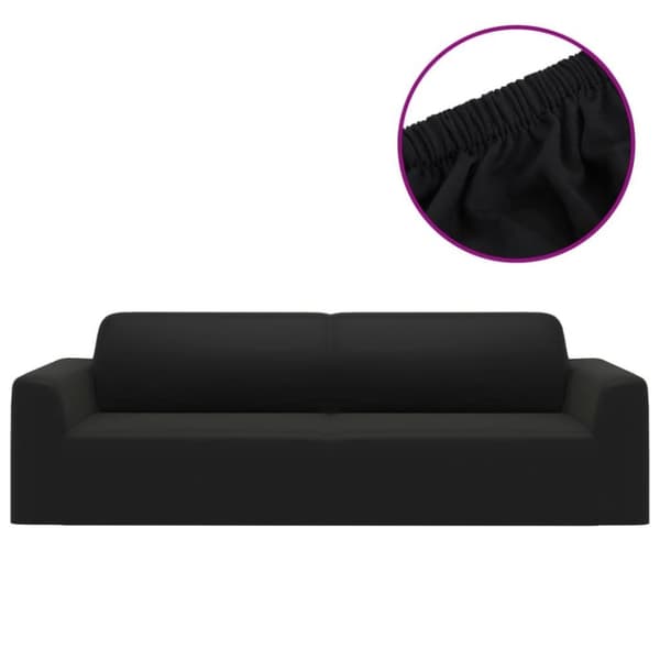 vidaXL Sofföverdrag 3-sits med stretch svart polyesterjersey