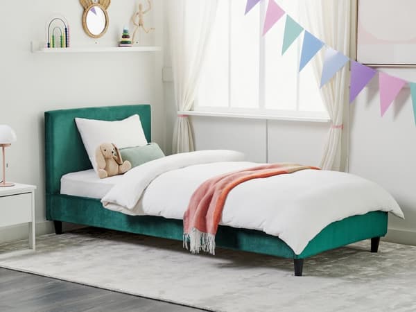 Sängynrungon päällinen tummanvihreä 90 x 200 cm sametti konepestävä tarranauhat moderni