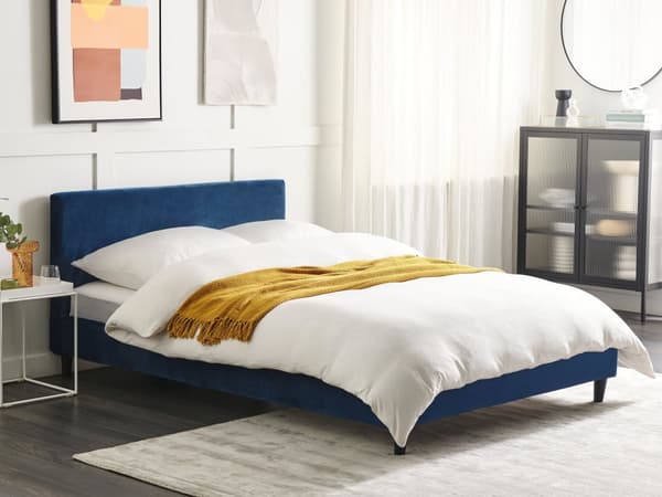 Sängynrungon päällinen tummansininen 140 x 200 cm sametti konepestävä tarranauhat moderni