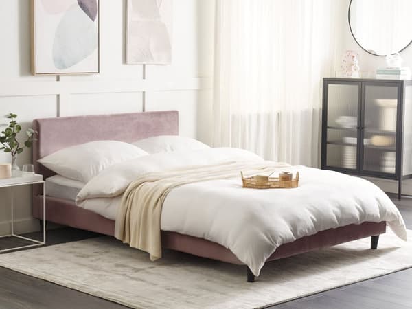 Trekk til sengeramme Rosa Fløyel 140 x 200 cm Avtakbart Vaskbart Minimalistisk design Dobbeltseng Soverom