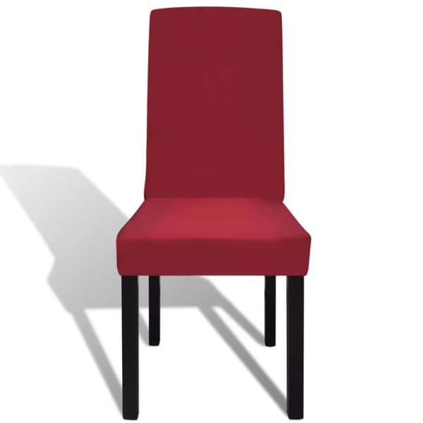 vidaXL Stolsöverdrag rak modell stretch 6 st vinröd -  Möbelöverdrag