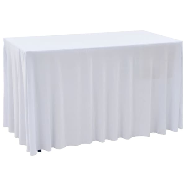 vidaXL strækbare bordduge med skørt 2 stk. 120 x 60,5 x 74 cm hvid -  Møbelovertræk