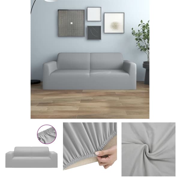 The Living Store Sofföverdrag 2-sits med stretch grå polyesterjersey -  Möbelöverdrag