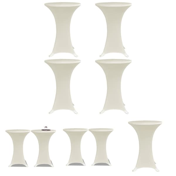 The Living Store Överdrag till ståbord Ø80 cm gräddvit stretch 4 st -  Möbelöverdrag