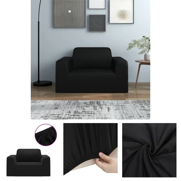 The Living Store Sofföverdrag med stretch svart polyesterjersey -  Möbelöverdrag