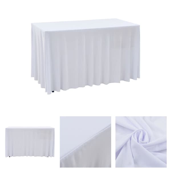 The Living Store Bordsöverdrag 2 st stretch golvlångt vit 120x60,5x74 cm -  Möbelöverdrag