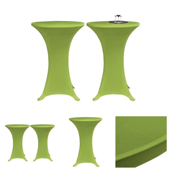 The Living Store Elastiskt bordsöverdrag 2 st 80 cm grön -  Möbelöverdrag