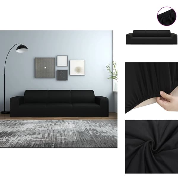 Möbelöverdrag - Living Sofföverdrag 4-sits med stretch svart polyesterjersey