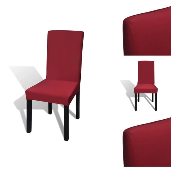 Möbelöverdrag - Living Stolsöverdrag rak modell stretch 6 st vinröd