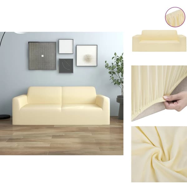 Möbelöverdrag - Living Sofföverdrag 2-sits med stretch gräddvit polyesterjersey