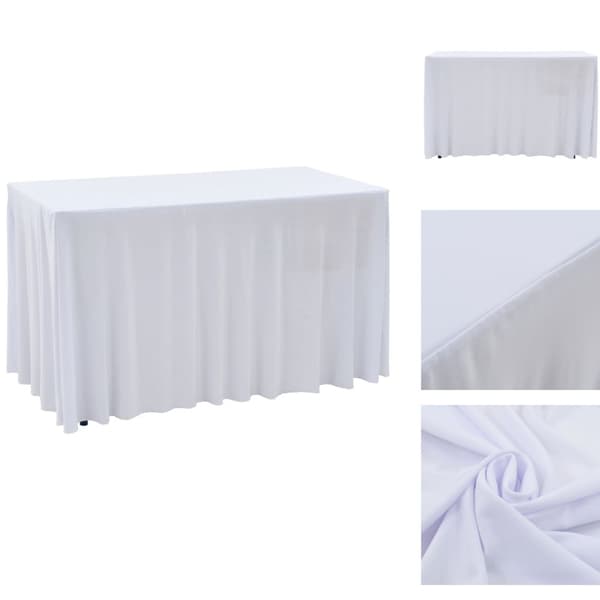 Suojapäälliset - Living Venyvät pöytäliinat 2 kpl helmalla 120x60,5x74 cm valkoinen