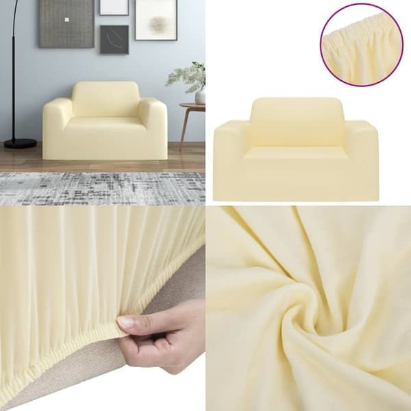 Elastisk sofabetræk polyesterjersey cremefarvet - Sofabetræk - Soveovertræk - Home & Living