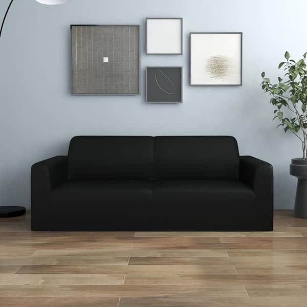 Elastisk 2-personers sofabetræk polyesterjersey sort - Sofabetræk - Soveovertræk - Home & Living