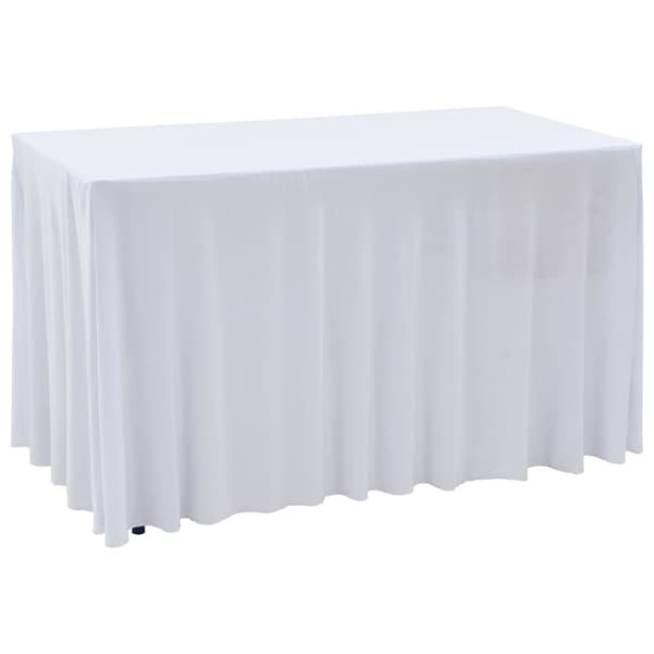 Venyvät pöytäliinat 2 kpl helmalla 243 x 76 x 74 cm valkoinen - Pöydänsuoja - Pöydänsuojat - Home & Living