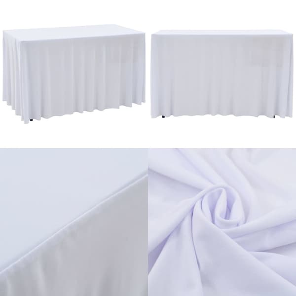 Strækbare bordduge med skørt 2 stk. 243 x 76 x 74 cm hvid - Borddug - Bordduge - Home & Living