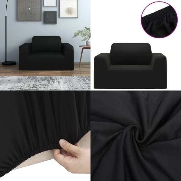 Elastisk sofabetræk polyesterjersey sort - Sofabetræk - Soveovertræk - Home & Living