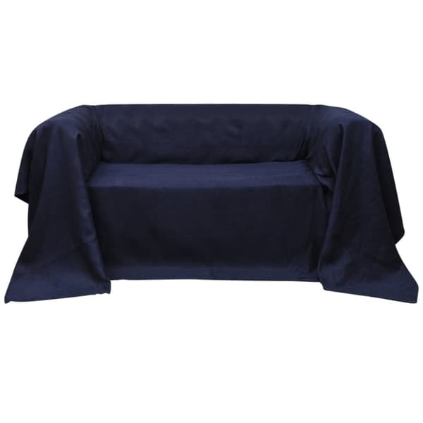 Sofföverdrag i mikromocka 270 x 350 cm marinblå