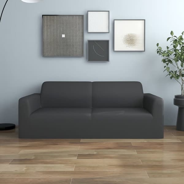 Sofföverdrag 2-sits med stretch antracit polyesterjersey