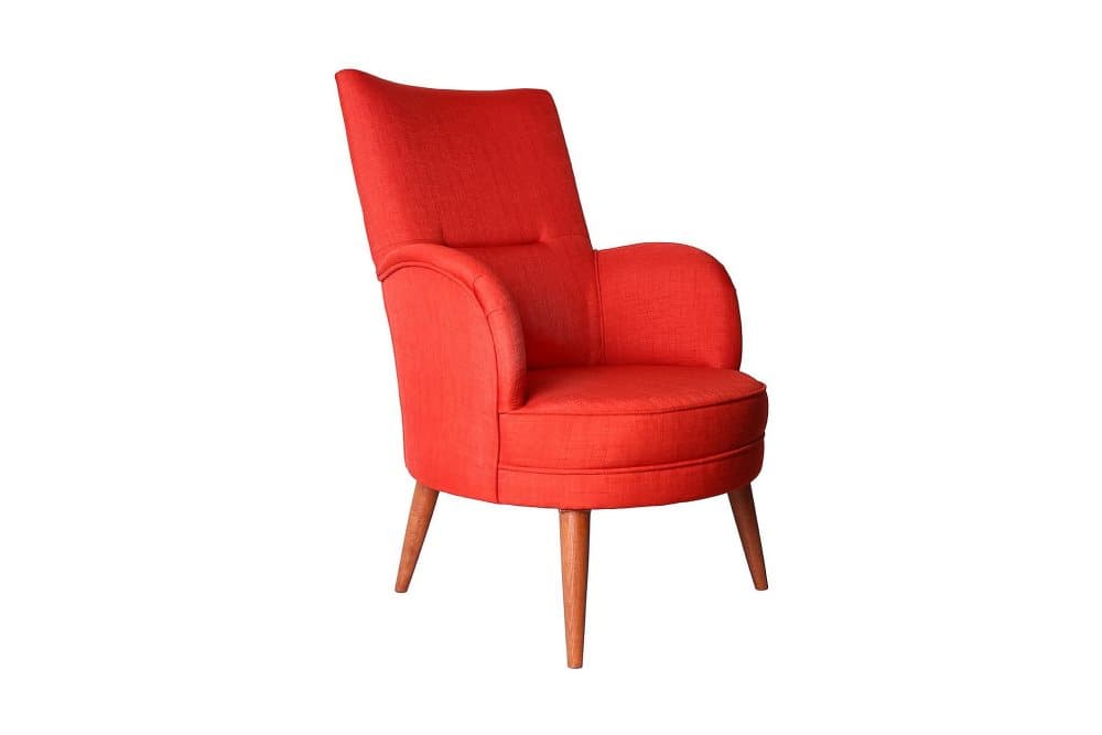 OVERMILLER Fåtölj med Armstöd Röd