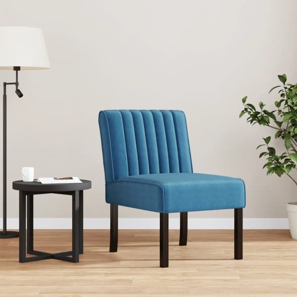 Armlös fåtölj blå sammet - Fåtölj - Fåtöljer - Home & Living