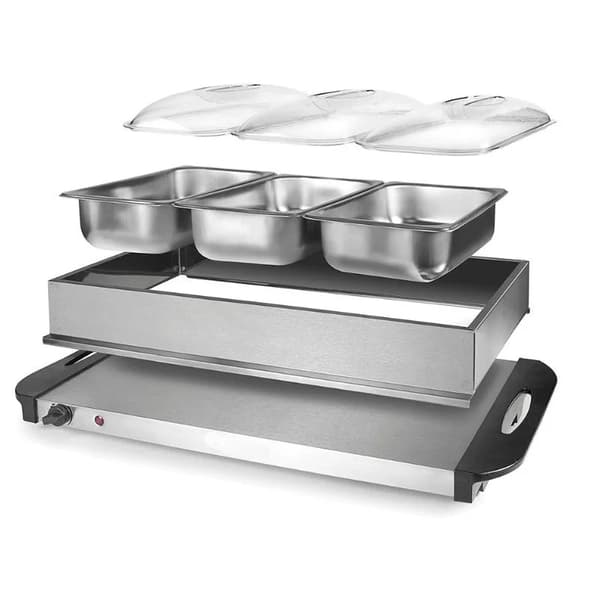 Cheffinger CF-BW300: 3,5 Quarts 2 i 1 Buffetvarmer + kokeplate