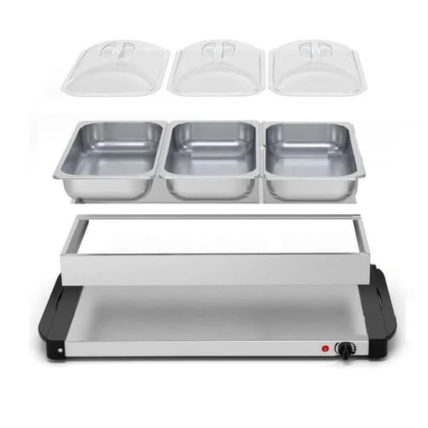 Cheffinger CF-BW300: 3,5 Quarts 2 i 1 Buffetvarmer + kokeplate