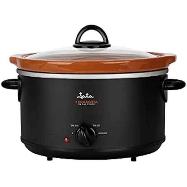 JATA JEOL2135 Slow cooker med 3,5 liters kapacitet, avtagbar keramikskål i terrakotta och tål disk- och diskmaskin