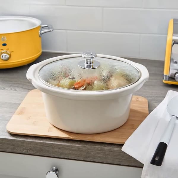 Retro Slow Cooker 3,5L löstagbar keramisk panna, vintage SWAN SF17021YELNEU 200W Gul 53654