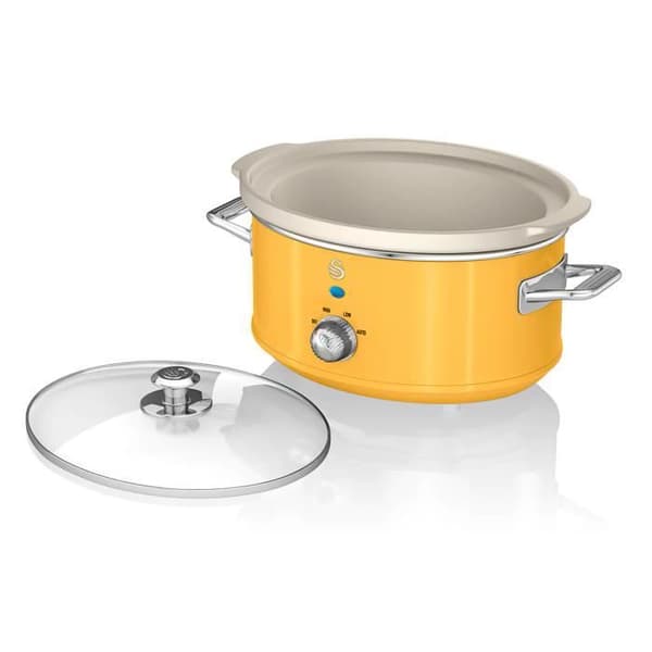 Retro Slow Cooker 3,5L löstagbar keramisk panna, vintage SWAN SF17021YELNEU 200W Gul 53654