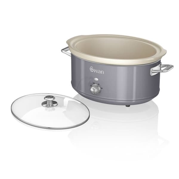 Retro Slow Cooker 6,5L avtagbar keramisk panna, vintage SWAN SF17031GRNEU 320W Grå 53708